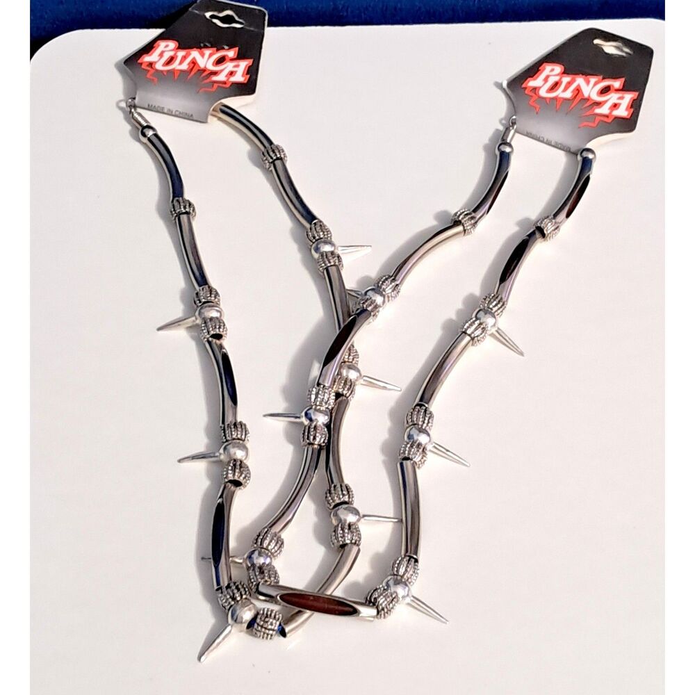 Pair of Punch Spike Necklaces with Inlays